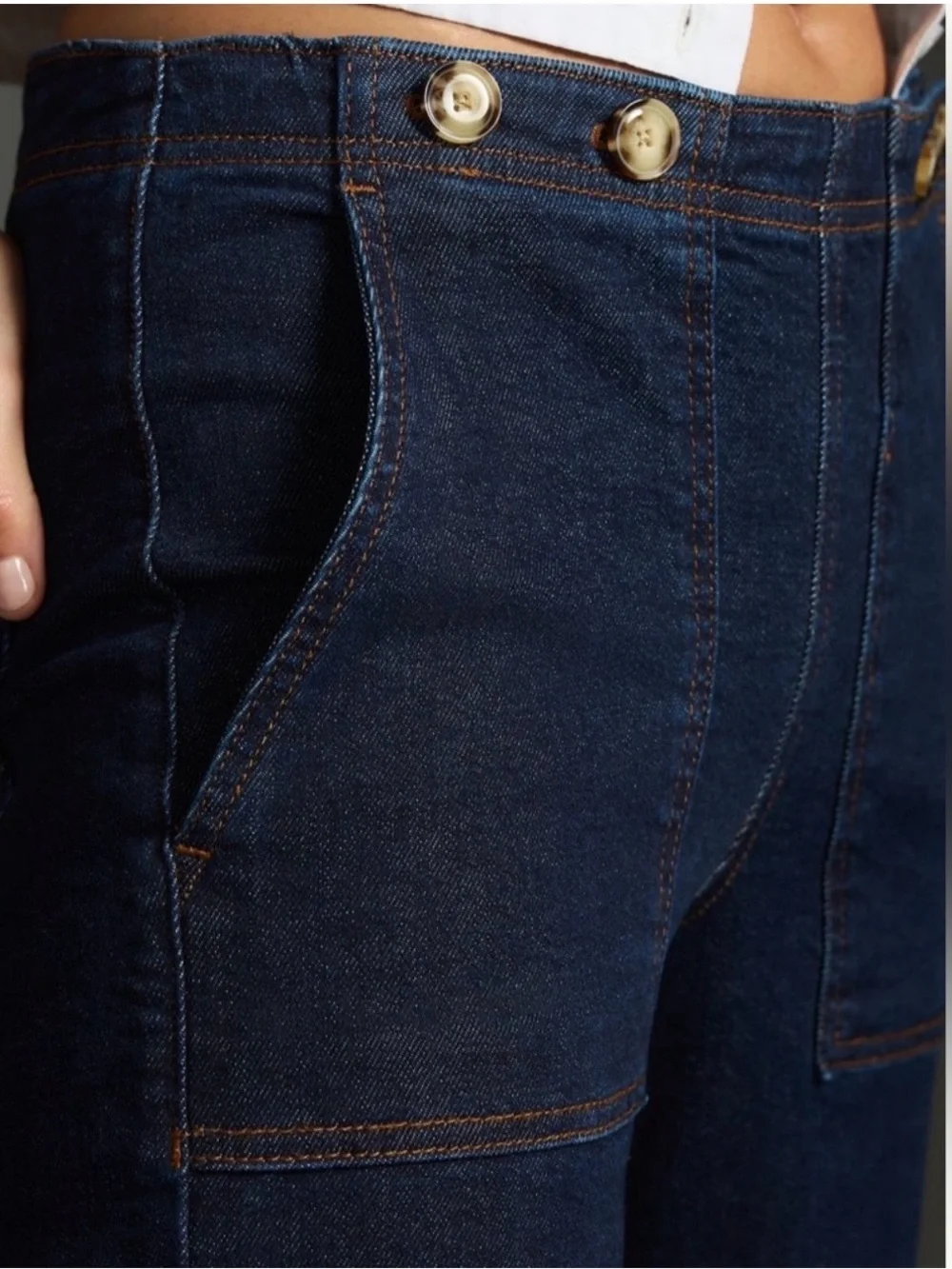 Anthropologie Pilcro Kit high-rise wide leg jean hidden side zip dark wash EUC - Picture 3 of 12